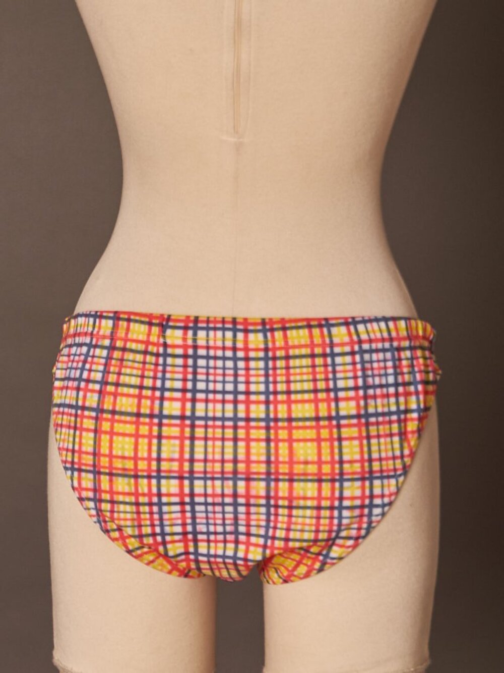 1980s Bright Plaid Men’s Brief Bikini Bottom Summer
